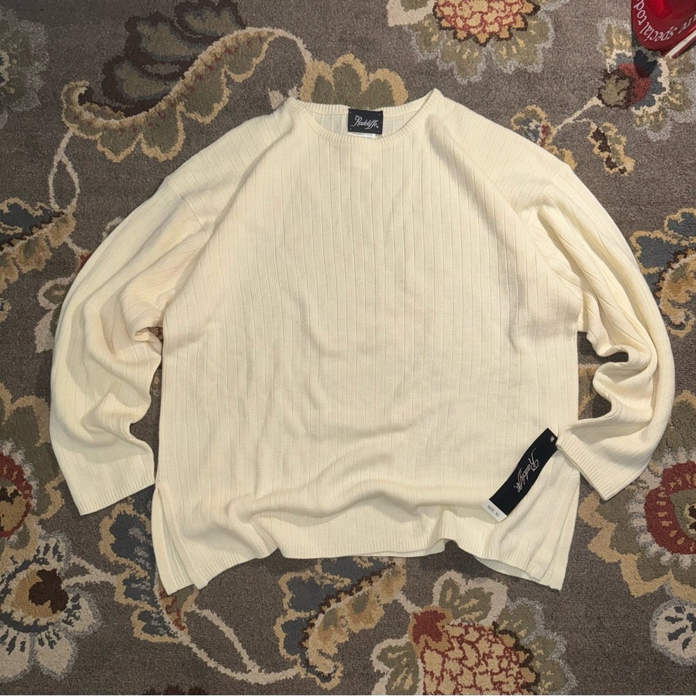 New* Vintage Radcliffe Unisex comfy light cream yellow ivory elegant Sweater